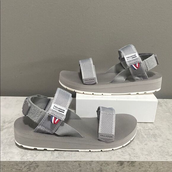 Palladium Grey Velcro Strap Sandals Size 7.5 - Picture 1 of 13